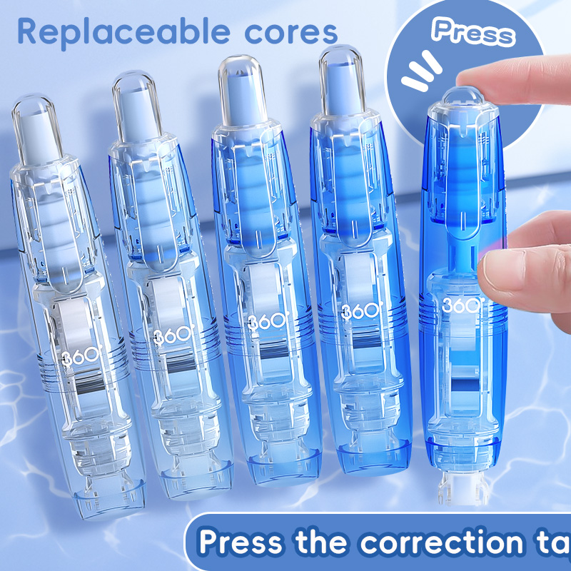 Correction Tape Roller - 5 Large Capacity Correction Tapes, Replaceable