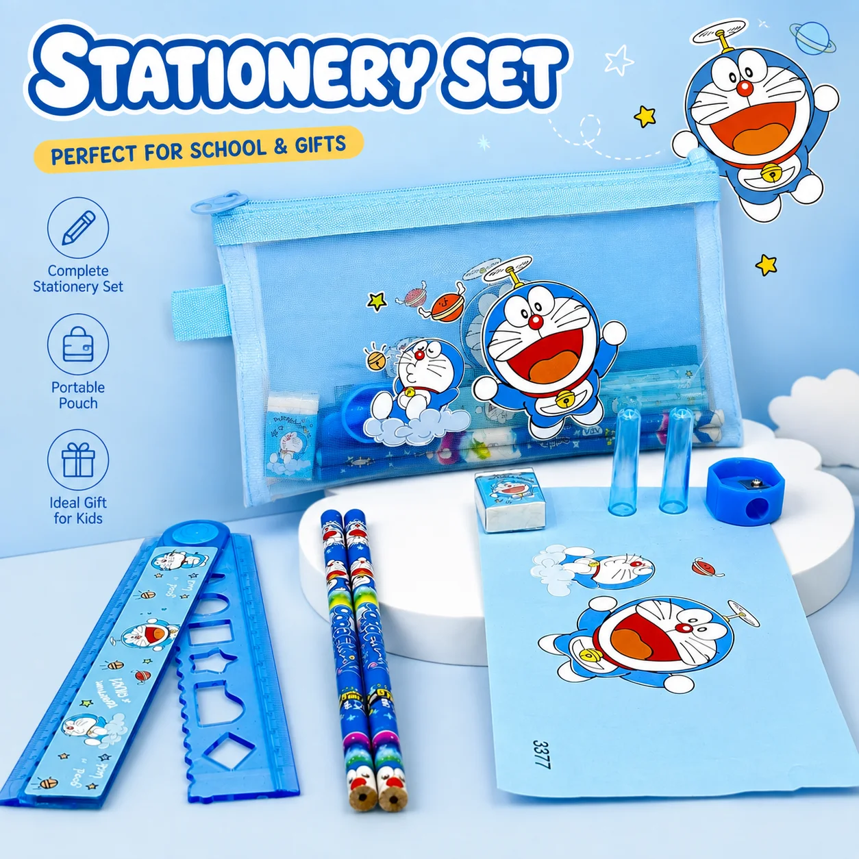 Cute Blue Cartoon Cat Kids Sta - Stationery Supplier review and price